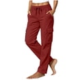 thumbnail image 2 of Jovrlynd Women's Cargo Pants Drawstring High Waisted Straight Leg Fall Pants, S-2XL, 2 of 7