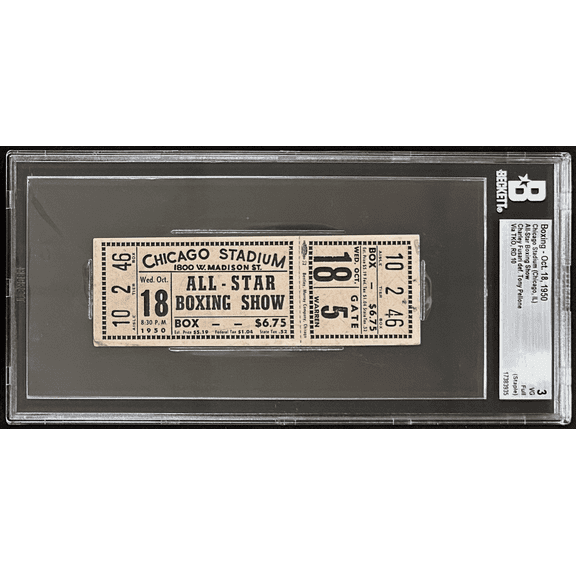 All Star Boxing Show 10/18/1950 Full Ticket BAS 3 VG Fusari vs Pellone Chicago