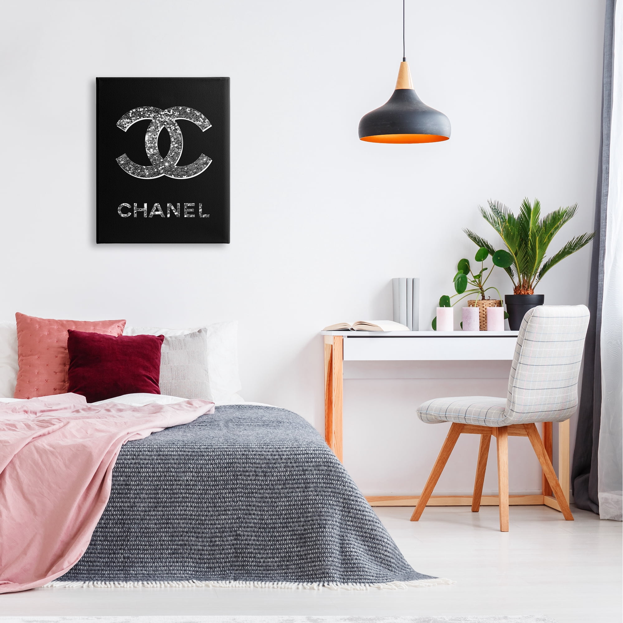 Stupell Industries Black Gleaming Glam Symbol Typography Painting Gallery Wrapped Canvas Print Wall Art, 24 x 30