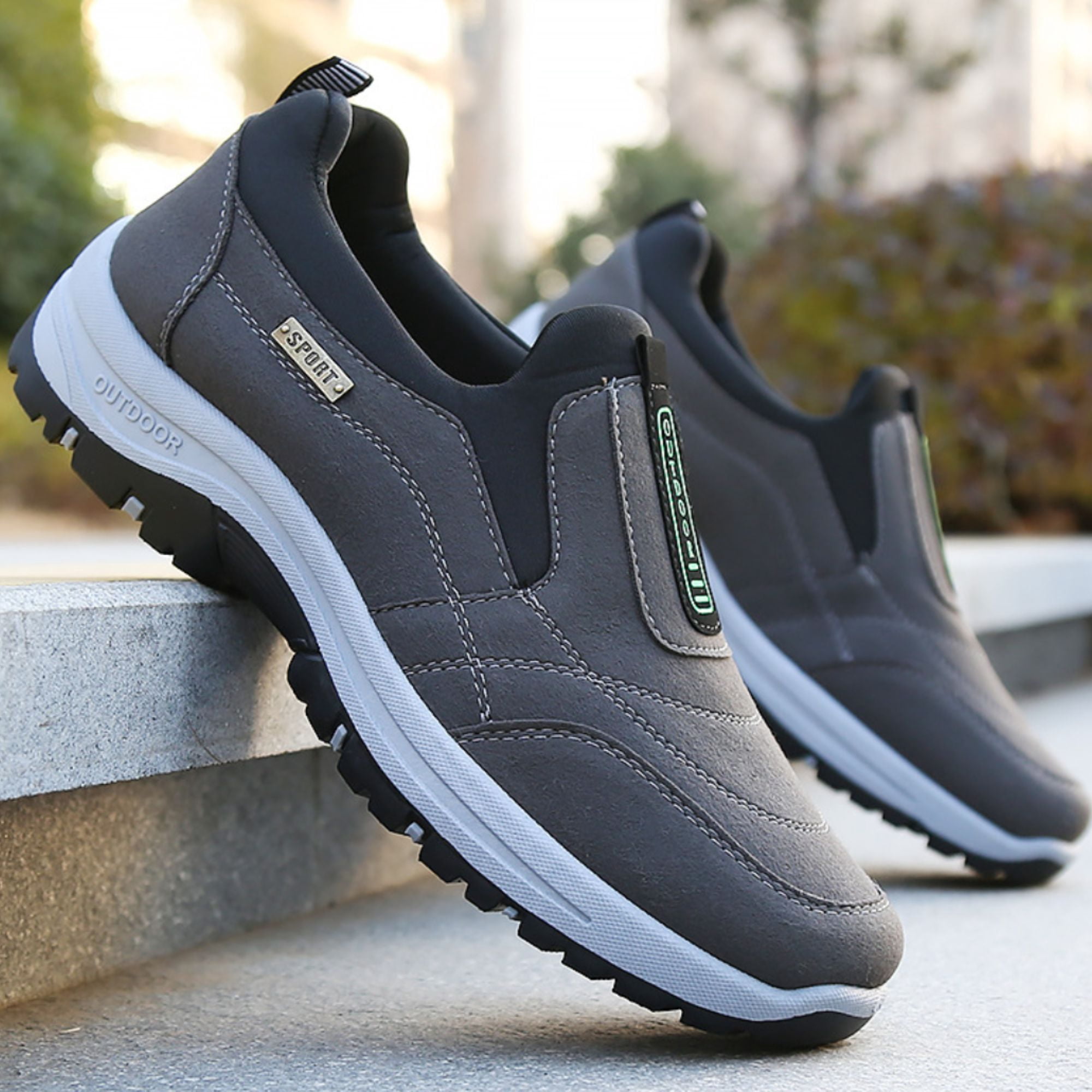 CHICVOMEY Orthopedic Shoes for Men Walking Sneakers with Arch Support Comfortable Slip On Waterproof Hiking Sneakers Outdoor Non Slip Casual Everyday Wear