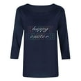 thumbnail image 6 of Fartey Happy Easter Shirts for Women Trendy Letter Graphic Tees Dressy Casual 3/4 Sleeve Tunic Tops Plus Size Spring Summer Crew Neck Blouses Navy S-5XL, 6 of 6