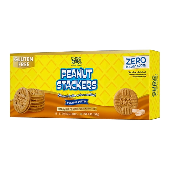 ChocZero Peanut Stackers Peanut Butter Sandwich Cookies, Gluten Free, Keto, 9 oz