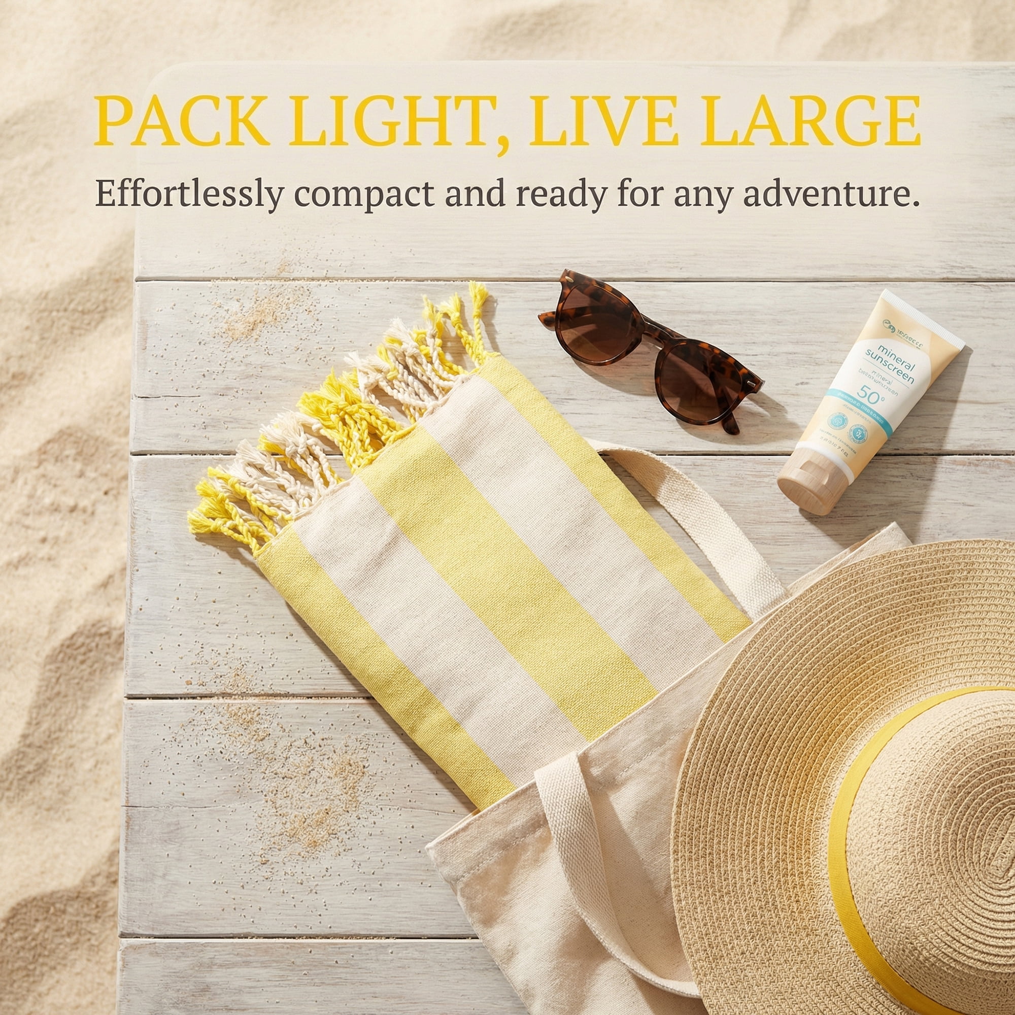 Unique Bargains Stripe Lightweight Absorbent Beach Towel 2 Pack Yellow 71"x40"