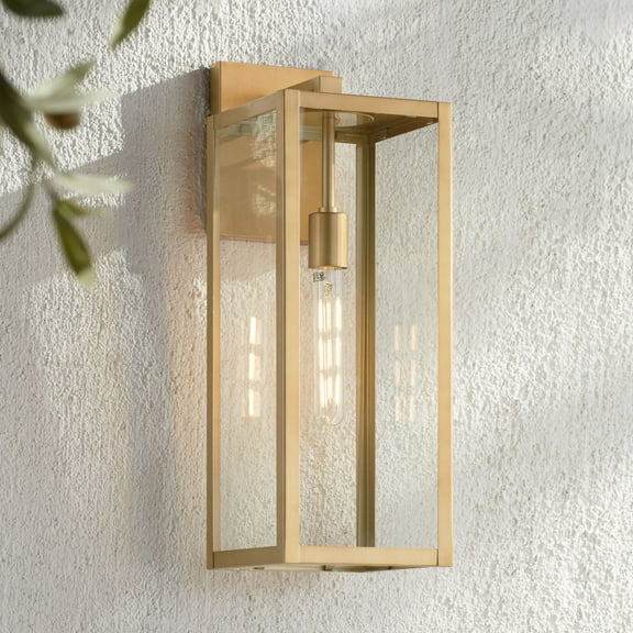 John Timberland Titan 20 1/4" High Modern Outdoor Wall Light Fixture Mount Porch Edison Bulb Soft Gold Finish Clear Glass Shade