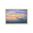thumbnail image 1 of Nature Wall Art with Frame, Sunset at Abandoned Jetty with Smooth Water and Nice Sky Digital Image, Printed Fabric Poster for Bathroom Living Room, 35" x 23", Marigold Petrol Blue, by Ambesonne, 1 of 2