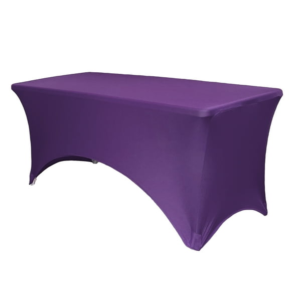 Your Chair Covers - 6 FT Durable Rectangular Spandex Table Cover Purple