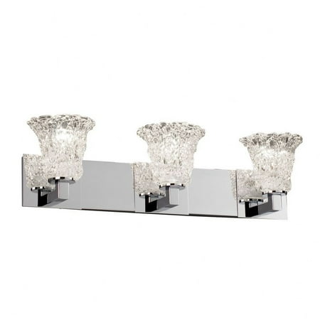 

Justice Design GLA-8923-20-LACE-DBRZ-LED3-2100 Veneto Luce Modular - 3 Light Bath Bar with Round Flared Lace Venetian Glass Dark Bronze LED Antique Brass Finish