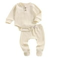 thumbnail image 1 of Baby Boy Girl Winter Clothes Toddlers Ribe Warm Rompers and Wrap Feet Pants Set, 1 of 7