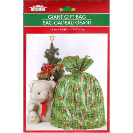 New Christmas House Giant Gift Presents Bag W Tag 36" X 44" ~ Balls (Qty 1)