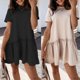thumbnail image 3 of Summer Dress Short Sleeve Loose Female Women Round Neck Dress for Shopping, 3 of 5