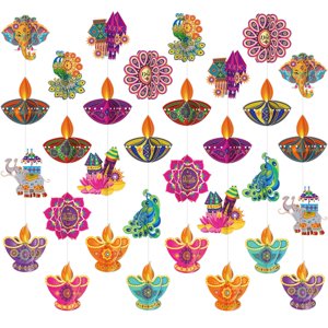8 Pcs Diwali Festival Paper Hanging Decorations 39 Multicolor 4 Styles