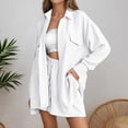 thumbnail image 2 of Shorts Set for Women 2 Piece Outfits Button Up Shirts and Shorts Womens Summer Outfits Women's Clothes, 2 of 5
