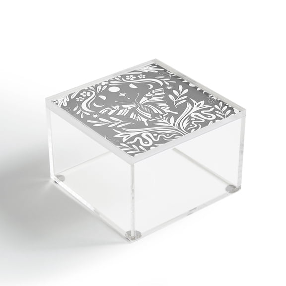 Society6 Emanuela Carratoni Ultimate Gray Damask 4" x 4" Acrylic Box