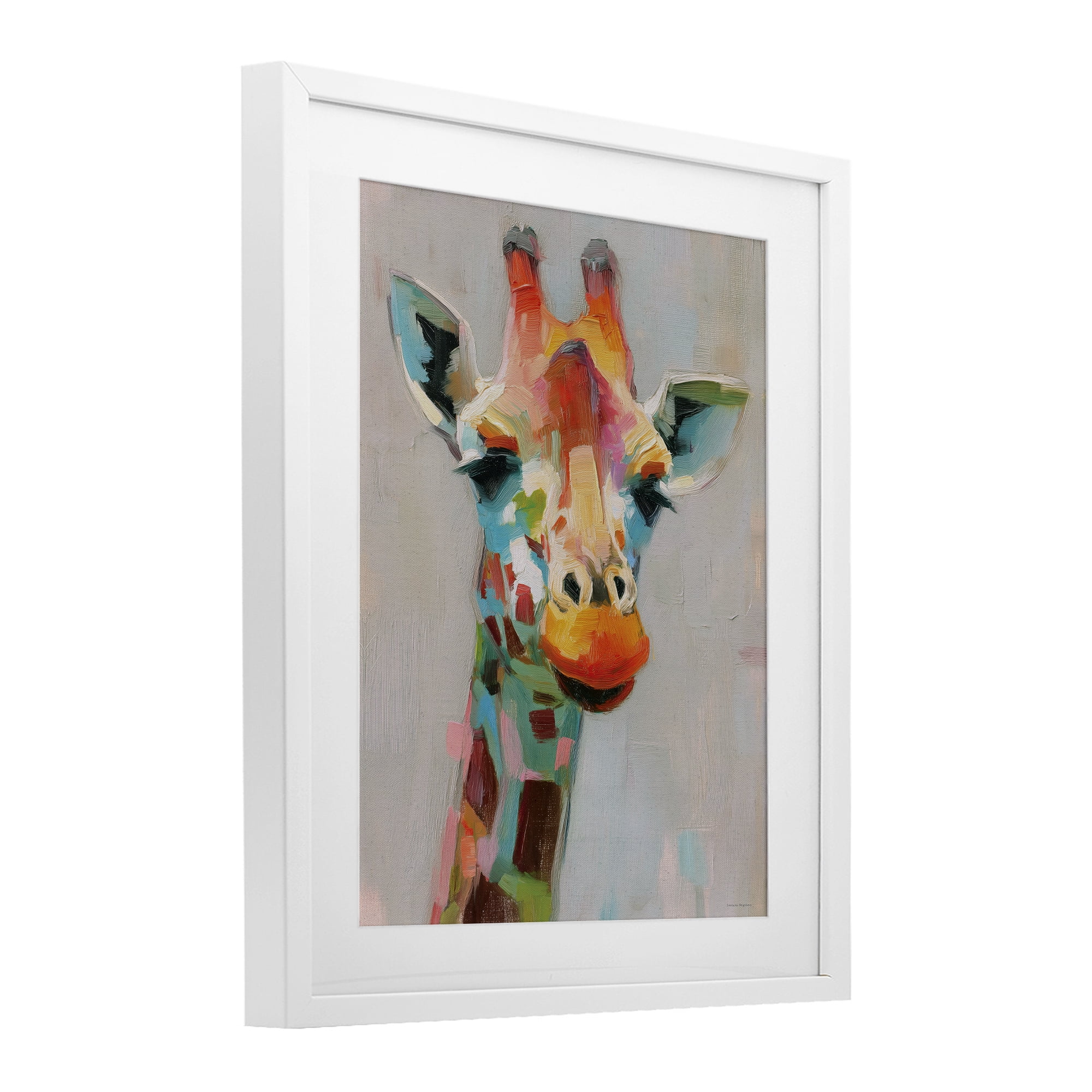Stupell Industries Painterly Rainbow Giraffe White Framed Print Under Glass, design by Svetlana Aleynikova