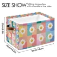 thumbnail image 4 of Yayeee Canvas Storage Basket with Handles for Shelves Fabric Bins Closet Organizer, Pink Checkered Daisy, 4 of 8