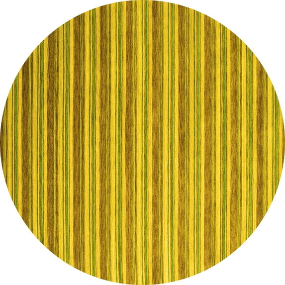 Ahgly Company Indoor Round Abstract Yellow Contemporary Area Rugs, 5' Round