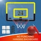 thumbnail image 4 of Tablero de baloncesto transparente para colgar en la puerta, Mini tablero trasero de baloncesto sin perforaciones con 1 cesta de red, 4 ganchos, 1 baloncesto Wmkox8yii HAHFKSH1003, 4 of 9