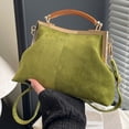thumbnail image 6 of HUISZJ Faux Suede Crossbody Bag, Solid Color Handbag, Lightweight Fashion Shoulder Bag for Work Travel Outdoor (Green), 6 of 10