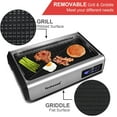 thumbnail image 6 of Indoor Smokeless Grill Techwood 1500W Electric Grill with Tempered Glass Lid & LED Smart Control Panel, 8-Level Control Korean BBQ Grill with Removable Grill/Griddle Plate, Stainless Steel (Silver), 6 of 7