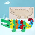 thumbnail image 1 of Rompecabezas de madera 3D Juguete educativo para niños Coche Número de animal Juego de rompecabezas a juego-(cocodrilo), 1 of 4