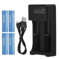 thumbnail image 1 of 4 baterías de 2000 mah con cargador dual de batería de litio 18650 para equipos eléctricos de linterna, 1 of 5