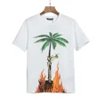 thumbnail image 1 of Palm Angels-Camiseta holgada de algodón para hombre y mujer, camisa con estampado de letras traseras abstractas, Tops informales de tendenciaBlanco, 1 of 5
