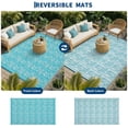 thumbnail image 4 of HIWEAVERLight Blue8'x 10' Outdoor Rug Garden Decor Geometric Floral Carpet Plastic Straw Waterproof Reversible Patio Area Rug for Balcony Deck Picnic Portable Camping Mat, 4 of 8