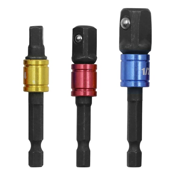 3 Pcs Socket Adapter Extension Set 1/4 Inch 3/8 Inch 1/2 Inch Quick Change Hex Shank Impact Driver Socket Adapters