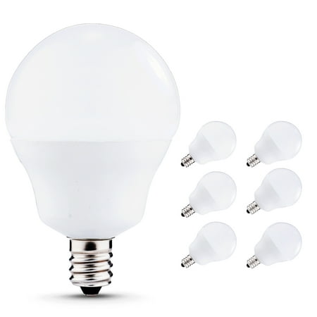 Led Candelabra Bulbs E12 Base, 40W Equivalent (5W), 450lm, Natural Daylight White 4000K, G14 LED Globe Bulbs for Ceiling Fan, Bathroom Vanity Mirror Light, 6