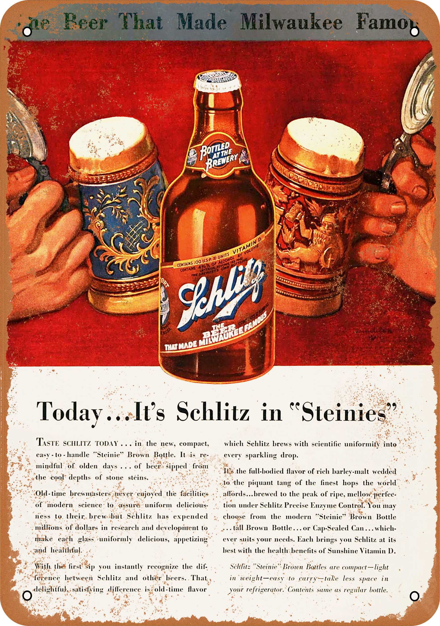 Schlitz Beer 1954 Ad  Refrigerator Tool Box  Magnet Man Cave 
