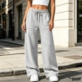 thumbnail image 3 of Women's Soft Sweatpants Wide Leg Drawstring Waist Weekend Wear Pants, 3 of 9