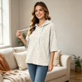 thumbnail image 6 of Zorvxlyn Leopard Print Hoodie Women Loose Batwing 3/4 Sleeve Drawstring Oversized Graphic Sweatshirts for Women Fall Winter Drop Shoulder Y2k Vintage Trendy Women's Pullover Sweaters, 6 of 7