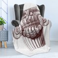 thumbnail image 4 of Vintage Soft Flannel Fleece Blanket, Classical Antique Column Roman Empire Architecture Heritage Culture Print, Cozy Plush for Indoor and Outdoor Use, 50" x 70", Burgundy and White, by Ambesonne, 4 of 5