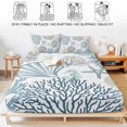 thumbnail image 5 of Full Size Fitted Sheet Set - Navy Blue Teal Coastal 3 Piece Bedding Sets 16" Deep Pocket Fitted Sheet with 2 Pillowcases Summer Beach Coral Shell Ocean Brushed Microfiber Hotel Luxury Bed Sheets, 5 of 9