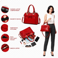 thumbnail image 4 of AVMPRO Women's PU Leather Solid Print Tote Purse Satchel, Red, 4 of 5