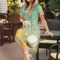 thumbnail image 3 of Easygdp Starfish And Seashell On The Beach para Vestido Transpirable de Mujer, Vestido Suelto de Manga Corta con Pliegues y Bolsillos para el Verano, 3 of 6