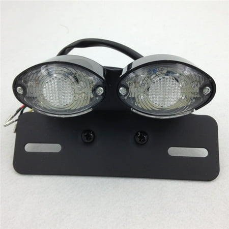 Snake Eye Tail Light - HTT-MOTOR Universal Cat Eye Custom Motorcycle Tail Brake License Plate light BLACK CLEAR See Description for detail
