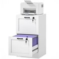 thumbnail image 1 of White Vertical File Cabinet with 2 Lockable Drawers, MDF Office Storage Cabinet for A4 & Letter Size Files, Compact Printer Stand for Home Office, Workspace, 15.7"W x 15.7"D x 28"H, 1 of 7