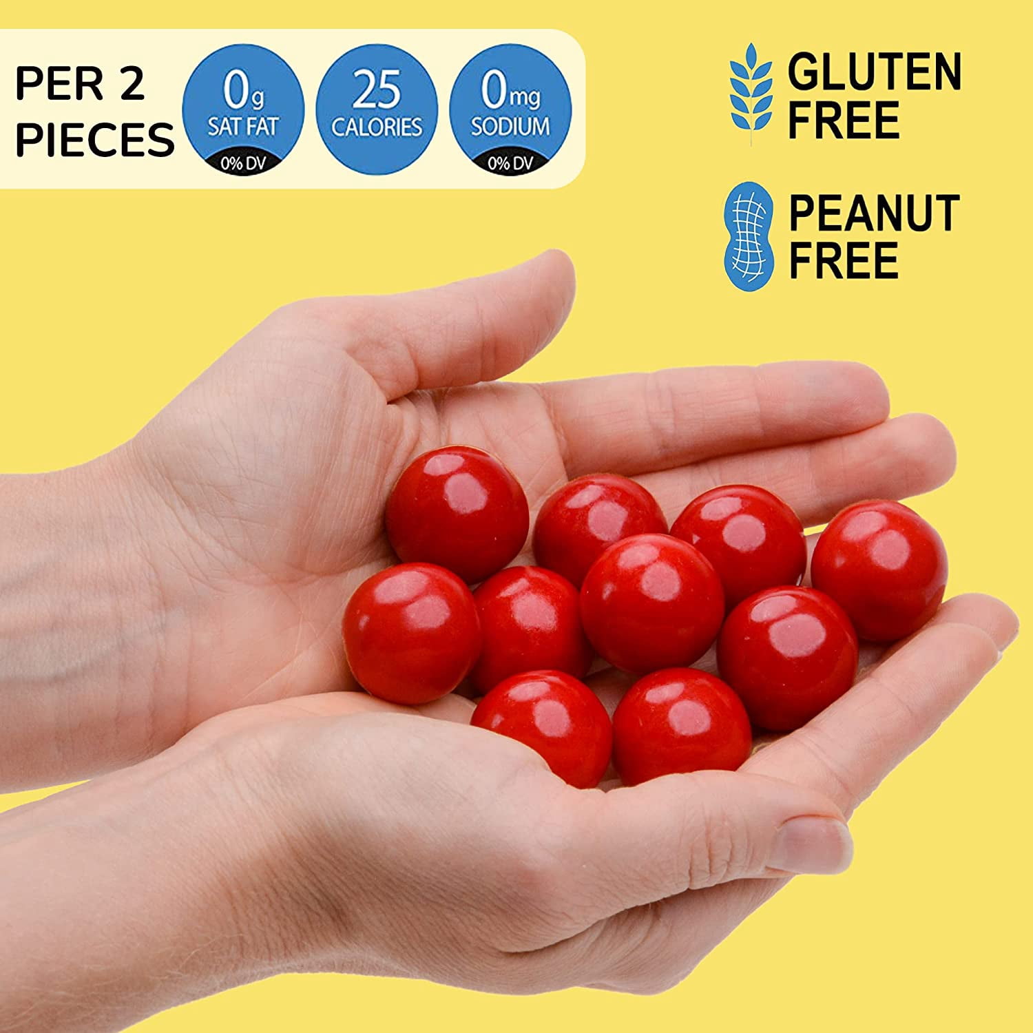 BAYSIDE CANDY GUMBALLS REALLY!! CHERRY BUBBLE GUM 25mm or 1 inch , 2LBS