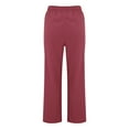 thumbnail image 6 of nochalofo Red Womens Sweatpants, Solid Straight Linen Pants Waist And Long Women Casual Elastic Drawstring Cotton Pants, 6 of 9