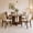 Walnut/ white, variant on Leovanni Modern 48" 5-Piece Solid Wood Dining Table Set with 4 Upholstered Chairs, Rectangular Kitchen & Dining Room Set, Gray