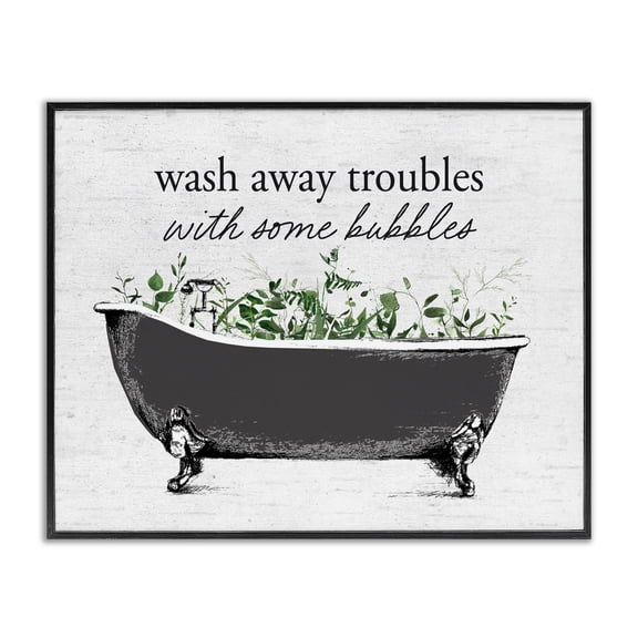 Comforting Bubble Bath Quote Black Framed Giclee Art, design by Lettered and Lined