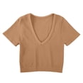 thumbnail image 2 of SHIXIAOO Bustier Court Ajusté à Col en V Côtelé Haute Élasticité à Manches Courtes pour Femmes, Haut de Robe pour Femmes, Chemises d'Entraînement à Manches Longues pour Femmes, 2 of 8