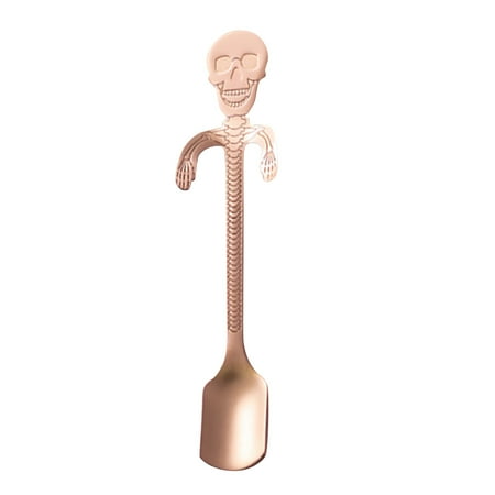 

Mnjin Stainless Steel Polished Non-Sharp Skull Dessert Special Spoon Rose Gold