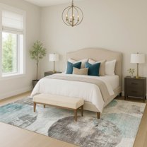 Addison Rugs Chantille Indoor/Outdoor Contemporary Abstract Teal Machine Washable Rectangle Rug, 5' x 7'6"