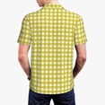 thumbnail image 4 of Balery Yellow Checkboard Printed Men’s Short Sleeve Polo Shirt, Midweight Men's Shirt,Golf Polo shirts -Small, 4 of 9