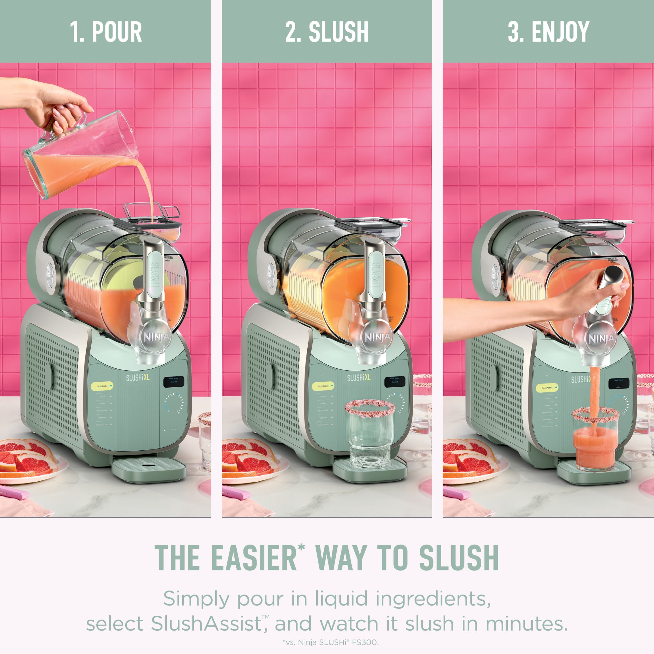 Ninja SLUSHi XL 128-Oz Frozen Drink Machine, SlushAssist Technology, 6 Presets, Dishwasher Safe, Party-Sized, Slushy Maker, FS601 Green