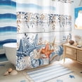 thumbnail image 5 of No Hook Shower Curtain, Blue Coastal Shower Curtains for Bathroom with See Through Top Window, Summer Beach Starfish Weeping Eucalyptus Wooden Waterproof & Washable Bath Curtain Standard 72"x72", 5 of 9