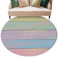 thumbnail image 2 of Round Area Rug 8 Ft, Easter Washable Non-Slip Circle Carpet for Living Room/Bedroom, Farmhouse Ombre Colorful Wooden Grain Retro Collection Low-Profile Large Area Rugs for Indoor, 2 of 7