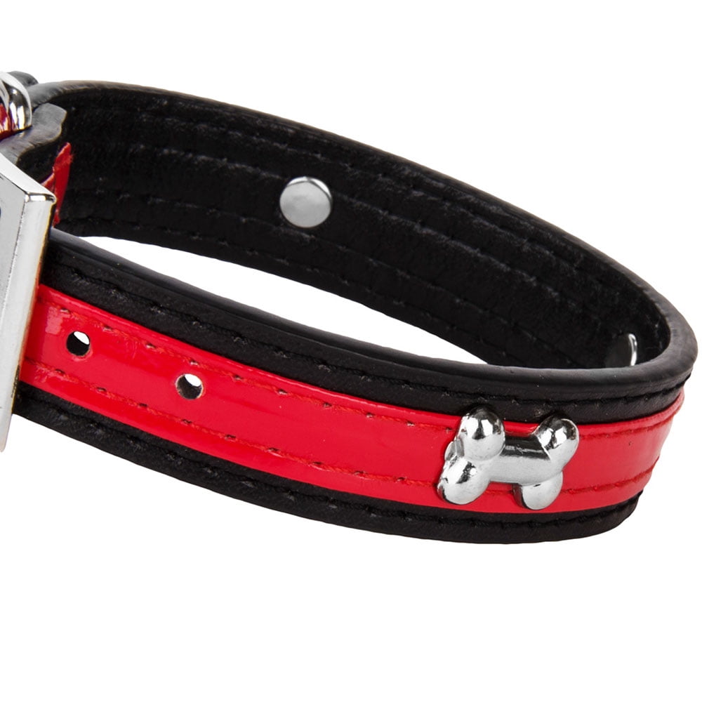 CUECUEPET Adjustable Dog Collar with Embellished Bone Bling Charms for Small to Medium Sized Dogs